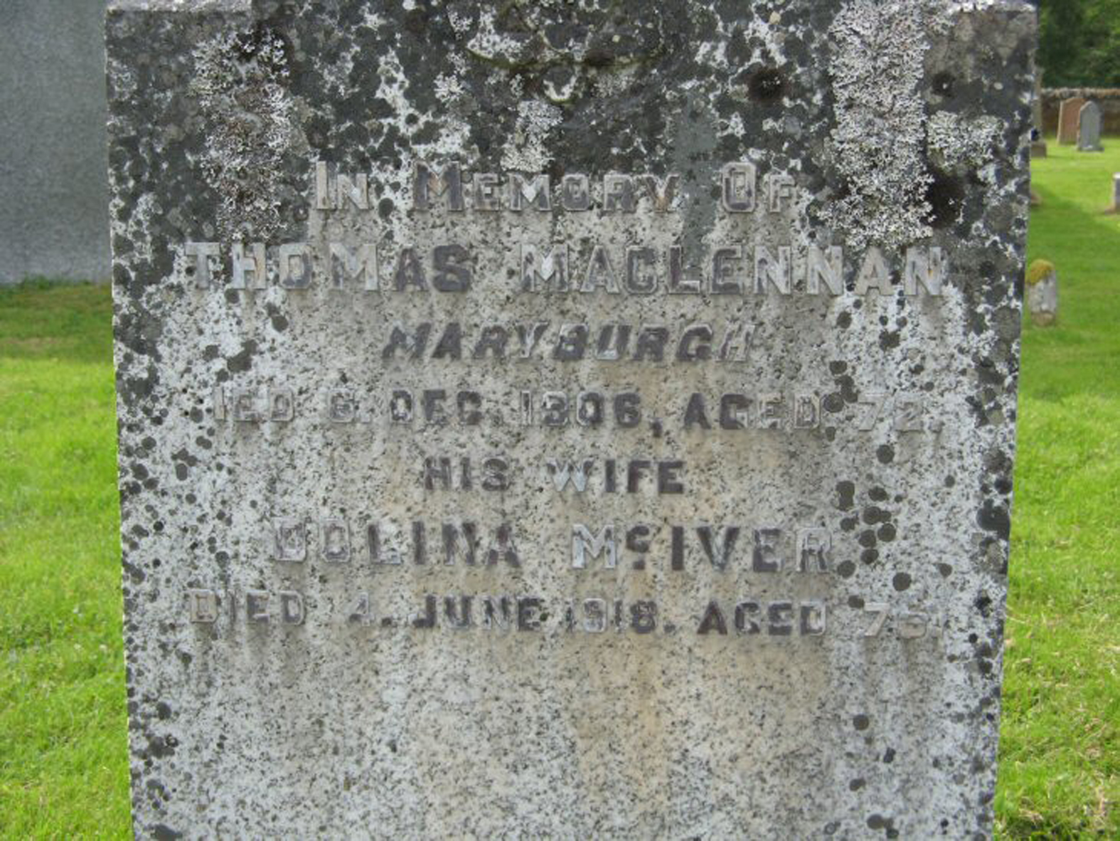 Photo of headstones/Thomas MacLennan died 1906 MI Contin Churchyard